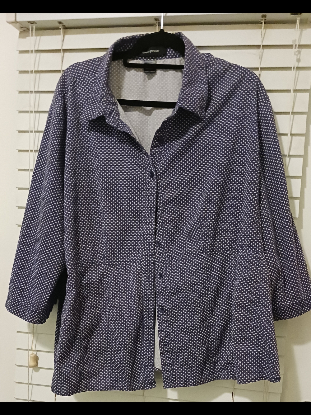 Ashley Stewart Navy Polka Dot Button-Up Jacket
